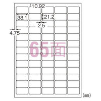 エーワン 62265 ラベルシール 超耐水 A4 65面20シート
