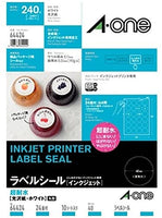 エーワン 64424 ラベルシール 超耐水光沢紙 A4 24面10シート