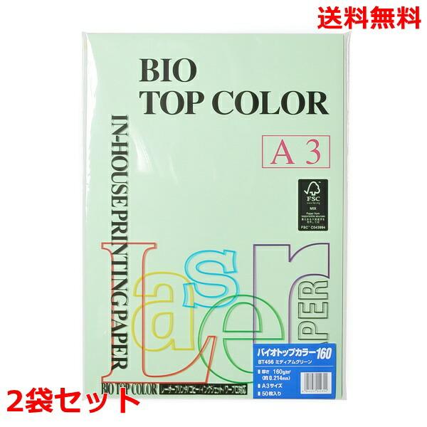 伊東屋 バイオトップカラー A3 BT456 ミディアムグリーン 50枚×2 モンディ